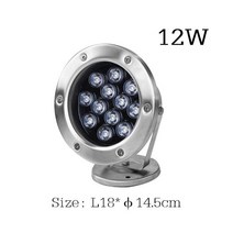 Led 수중 3W 9W 15W 18W 24W 라이트 연못 잠수정 IP68 야간 램프 DC 12V 24V 야외 정원 수영장 파티 풍경, 12W_DC 24V Cold White