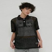 22SS [WEHOURS]블랙 단색 면혼방 반팔카라티셔츠 HSTS2BH54BK