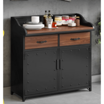 철제 카페 셀프바 테이블 분리수거 선반 탕비실, 2문, 골드-길이120x폭40x높이90cm