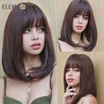 여자 단발 정수리 할머니 중년 항암 여성 통가발 반가발 용 봄 합성 짧은 밥 가발 갈색, lc8017
