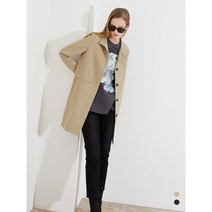 지오지아 히든버튼 롱 트렌치 코트 베이지