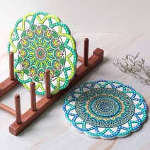 엔틱 화려한 프린팅 도자기 냄비받침 8종H/N: TDHDEAL25 +H7, 향기나무 냄비받침 라운드도트_20x20 A