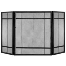 MyGift 3패널 블랙 그라트 스틸 벽난로 스크린