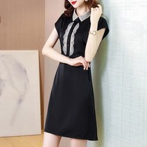 [하나비] 브러시스히이리 여성 여름 버튼다운카라 심플한 원컬러 미니원피스