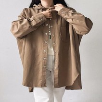 여자 오버핏 버튼 셔츠 후드 사파리 야상 트임 자켓