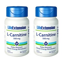 라이프익스텐션 L-카르니틴 500mg 베지테리안 캡슐, 30개입, 2개