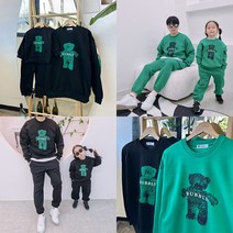 가족트레이닝복 블랙베어 모녀룩 주니어기모상하 아빠랑커플룩