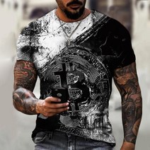 기념주화 비트코인선물 모형소품폭발적인 2022 봄과 여름 새로운 반팔 Bitcoin 3D 인쇄 된 t-셔츠 거리 동, 06 dyp-2285_04 M