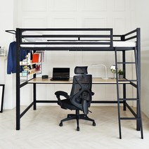 일루일루 코모드i 올인원 스퀘어 책상형 벙커침대 슈퍼싱글, 슈퍼싱글 12cm포켓스프링, 블랙