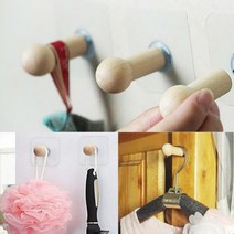 강력 벽 부착식 원목 후크 방문 욕실 우드 가방 후크 옷 걸이 홀더 우산 모자 소품 고리, 색상, 화이트