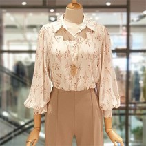 오더렛 오더렛 볼륨소매 카라넥 프린트 블라우스-1 (6645594)