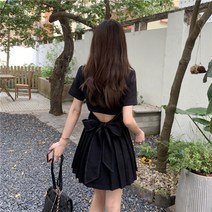 여름 원피스 한국형 리본 슬림 원피스