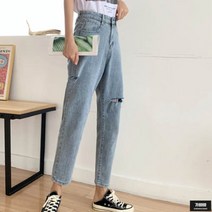 가바바 여성 빅사이즈 청바지 찢어진 옆단이 포인트 나의 터닝포인트 데님바지 G47563
