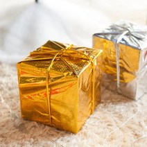 홀로그램선물상자15cm 트리 크리스마스 소품 TROMCG, 골드