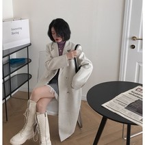 밀크봉봉 여성용 빅사이즈 모직 롱 코트