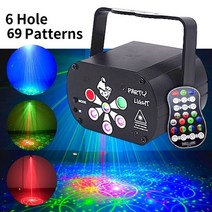 알파트레이딩 홈파티 미러볼 조명 rgb 미니 led dj 디스코 레이저 빛 프로젝터 uv 사운드 결혼식 크리스마스 생일 할로윈, 6홀 69패턴, USB 충전식