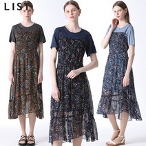 리스트 리스트 플로럴 슬립 쉬폰 원피스