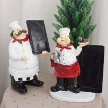 브런치카페 뚱보쉐프 메모홀더 장식품 선반장식 가게 요리사인형 빵집, 여