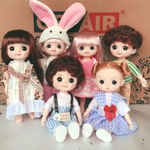 모루인형 털인형 비즈만들기 16cm 보조개 스마일 bjd 인형 13 움직일 수있는 관절 인형 귀여운 둥근 얼굴 bjd toy little girl dress make up, 다크 카키