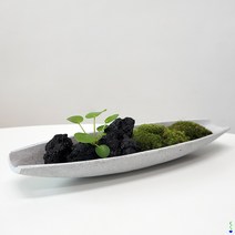 식물시간 jic plate 시멘트 낮고 긴 수반 조화 꽂이 인센스 홀더