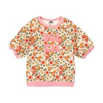 BONTON 키즈 전판 플라워 프린트 반팔 스웻