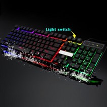 게이밍키보드 키보드게이밍 키보드 104 키 기계식 유선 USB RGB LED 백라이트 오버워치 LOL, 02 black, 한개옵션1