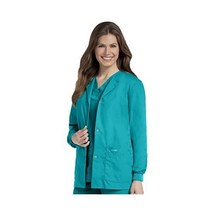 Landau Essentials 여성용 릴렉스 핏 4포켓 스냅 프런트 스크럽 재킷 7525, Teal, Teal