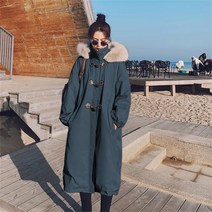 꽃소담 여자 페이크퍼 후드 롱 떡볶이 패딩점퍼 QQJ348
