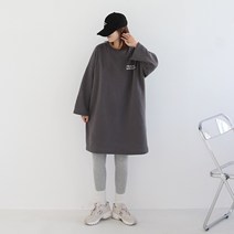 애플망고샵 기모 겨울 빅사이즈 오버핏 시그니쳐 롱박스 티셔츠