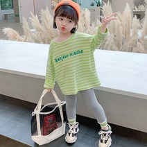 봄 가을 여아 아동 긴팔 상의 스트라이프 티셔츠NVERTONGZ0373