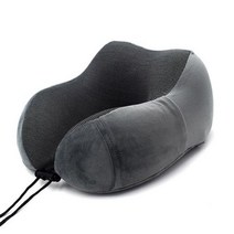 마약베개 경추 거북목 메모리폼 수면 베개 1PC U 모양의 메모리 폼 목 소프트 느린 리바운드 공간 여행 솔리드 넥 자궁 경부 건강 침구 드롭 배송, 회색, 협력사