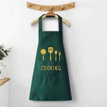 앞치마 가정용 주방 방수 오일 포켓 커스텀 작업복 러블리 일본계 한국판 남녀 배냇저고리 샤오싱, 그린골드1개입