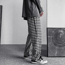하이 스트리트 팬츠 드리우다 드레이프 바둑판 칸 카고바지 냉담 무드 고퀄리티 감각 블랙 화이트체크 캐쥬얼 2497324963