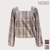 미쏘 스퀘어넥 체크 블라우스 MIWBL9922S