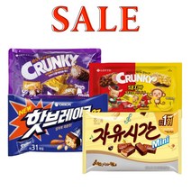 오리온 해태 롯데 대용량 초코바 미니 4종 1+1(총2개) 골라담기, 자유시간미니 480g 1개, 크런키 더블크런치바 361g 1개