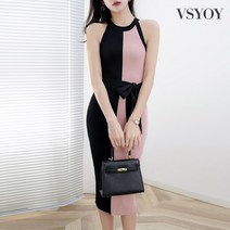 VSYOY 트렌디 민소매 니트 원피스 여름 여성복 컬러풀한 미니 스커트