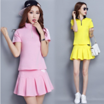 여성 트레이닝복 반소매 스커트 세트 테니스복 ~3XL