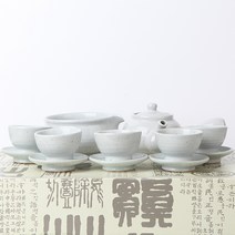 고백자 5인 받침 다기세트 다도세트