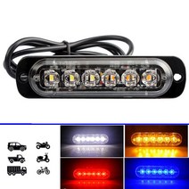 중장비 안전등 경고등 사고방지 자동차 트럭 라이트 18 모드 6LED 직사각형 1000LM 방수 IP67 비상, 03 Red