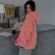 여성 맨투맨 봄가을 루즈핏 하프 기장 후드 긴팔 상의 오버핏 후드티 Whr607