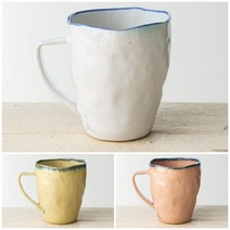 국산 수제 도자기 머그 물 잔 컵 3종 (핑크 옐로우 화이트), 본상품선택