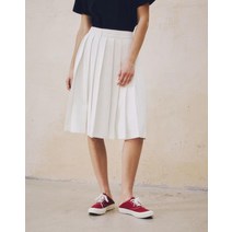 22SS [DAISY]아이보리 단색 린넨혼방 플리츠스커트 HSSK2B550IV