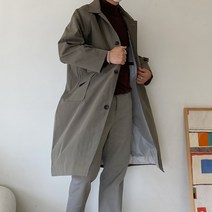 남자 발마칸 맥코트 오버핏 싱글 롱 하프 가을 봄 코트