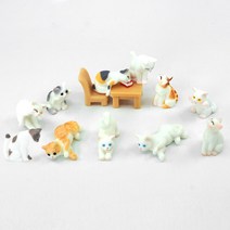 테라리움 만들기 재료 동물피규어- 냥이의 일상 미니어처 15종 택1, D.기지개고양이 - 검은색