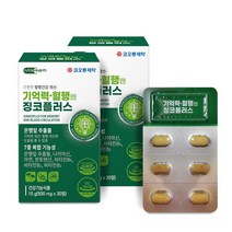 기억력혈행징코플러스30정 2박스 기억력 은행잎 나이아신 아연 판토텐산 비타민B 플라보놀배당체 L-로이신 알라닌 발린