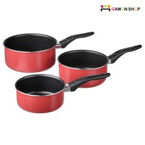 이케아 KAVALKAD 소스팬/냄비 3종 세트, 레드
