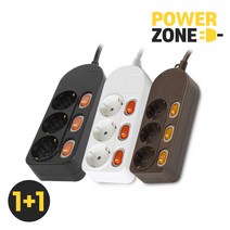 파워존 개별스위치 3구 멀티탭 1+1, 2개 화이트 10M