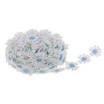 꽃 모티브 레이스 아플리케 리본 꽃 자수 아플리케 재봉 공예 3 야드, 하늘색