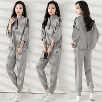 여름 슬림 칠부소 반집업 맨투맨 그레이 루즈핏 트레이닝세트