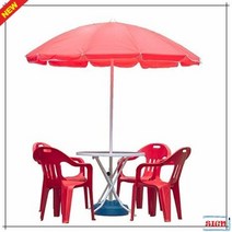 업소용파라솔 튼튼한 야외용 4인용 파라솔세트A 대 파랑 받침별, 탁자타입_색상:원형_파랑|의자색상:빨강, 단품